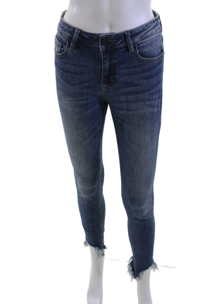 Hidden Women Ankle Skinny Jeans Dark Blue Button High Rise Size 25