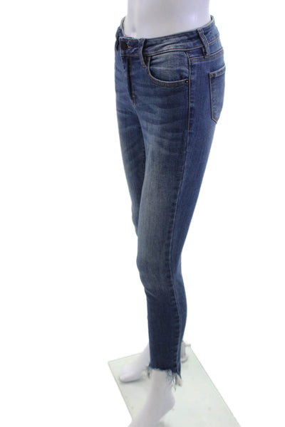 Hidden Women Ankle Skinny Jeans Dark Blue Button High Rise Size 25