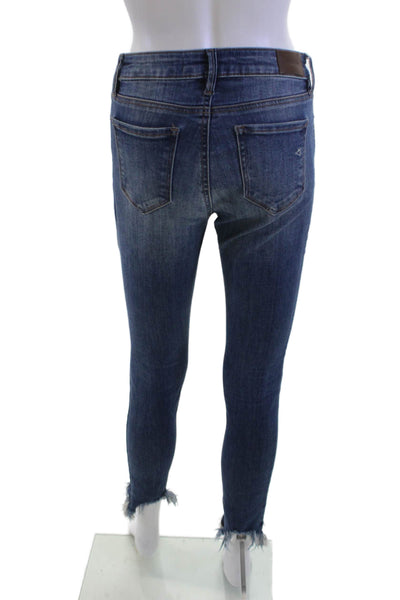 Hidden Women Ankle Skinny Jeans Dark Blue Button High Rise Size 25