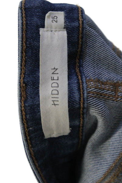 Hidden Women Ankle Skinny Jeans Dark Blue Button High Rise Size 25