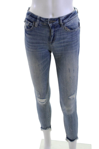 Hidden Womens Ankle Skinny Jeans Blue Mid Rise Button Size 25