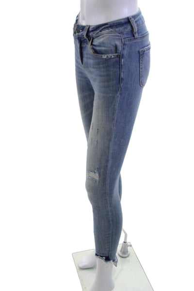 Hidden Womens Ankle Skinny Jeans Blue Mid Rise Button Size 25