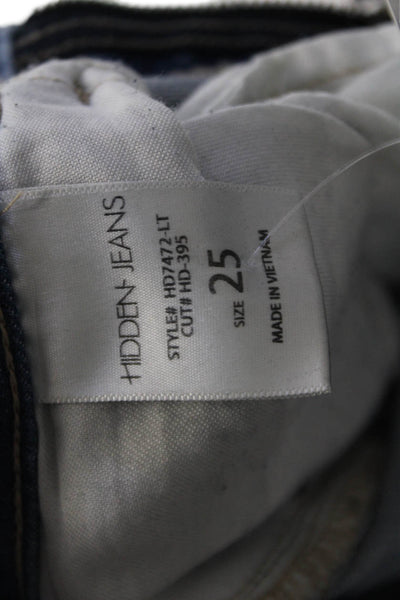 Hidden Womens Ankle Skinny Jeans Blue Mid Rise Button Size 25