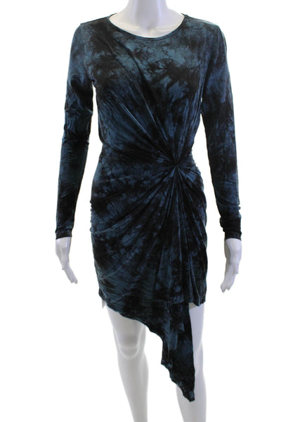YFB Womens Bodycon Mini Dress Dark Blue Long Sleeve Cupro Fall Size XS
