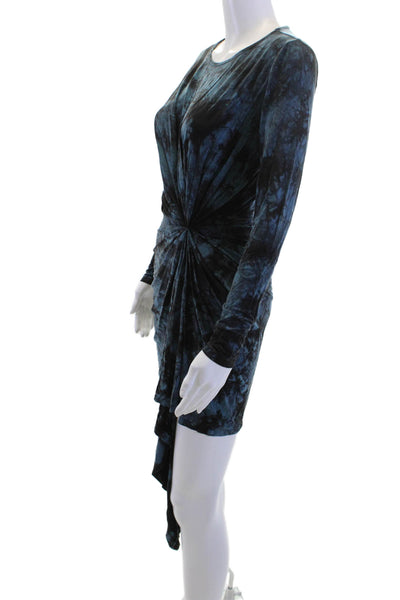 YFB Womens Bodycon Mini Dress Dark Blue Long Sleeve Cupro Fall Size XS