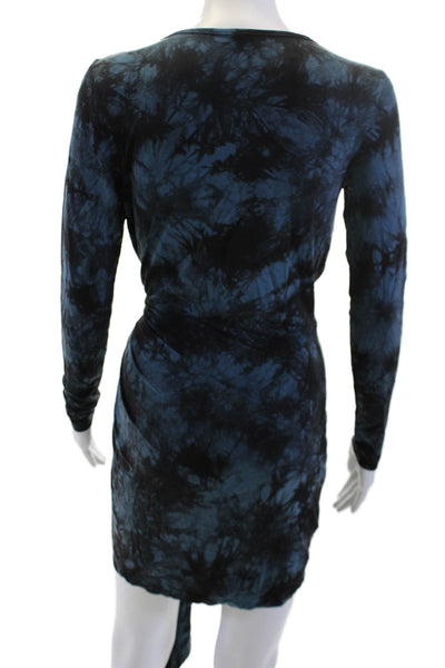 YFB Womens Bodycon Mini Dress Dark Blue Long Sleeve Cupro Fall Size XS