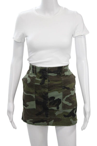 Nili Lotan Women Cargo Mini Skirt Green Cotton Elastane Size 2