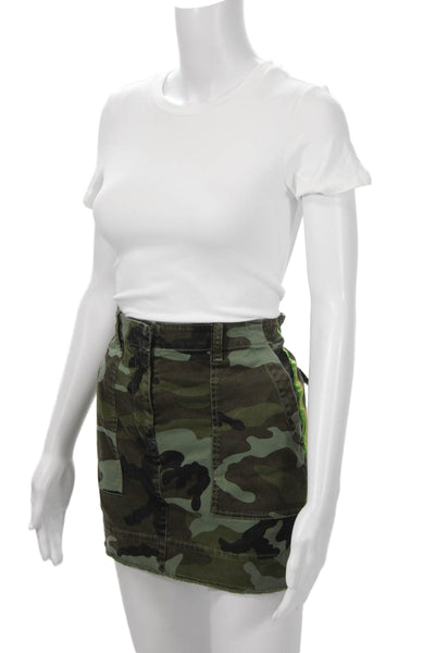 Nili Lotan Women Cargo Mini Skirt Green Cotton Elastane Size 2