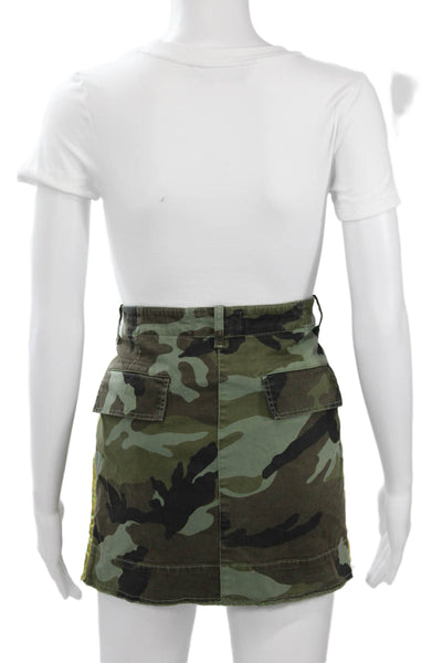 Nili Lotan Women Cargo Mini Skirt Green Cotton Elastane Size 2
