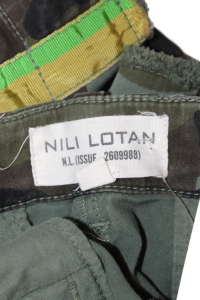 Nili Lotan Women Cargo Mini Skirt Green Cotton Elastane Size 2