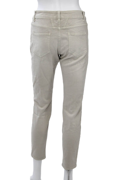 Closed Women Ankle Cropped Pants Beige Organic Cotton Army Size 26