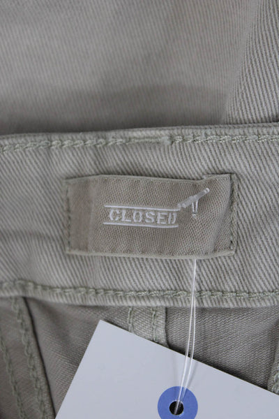 Closed Women Ankle Cropped Pants Beige Organic Cotton Army Size 26