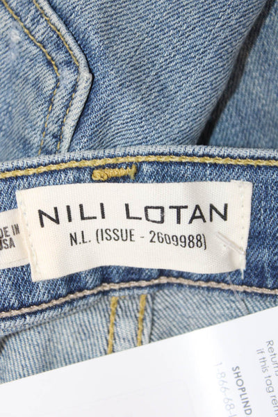 Nili Lotan Women Boyfriend Cropped Wide Leg Jeans Blue Mid-Rise Size 25