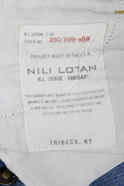 Nili Lotan Women Boyfriend Cropped Wide Leg Jeans Blue Mid-Rise Size 25