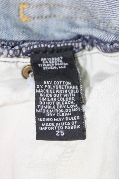 Nili Lotan Women Boyfriend Cropped Wide Leg Jeans Blue Mid-Rise Size 25