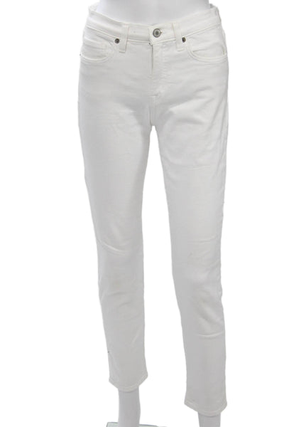 Nili Lotan Women Ankle Skinny Jeans White Mid-Rise Size 26