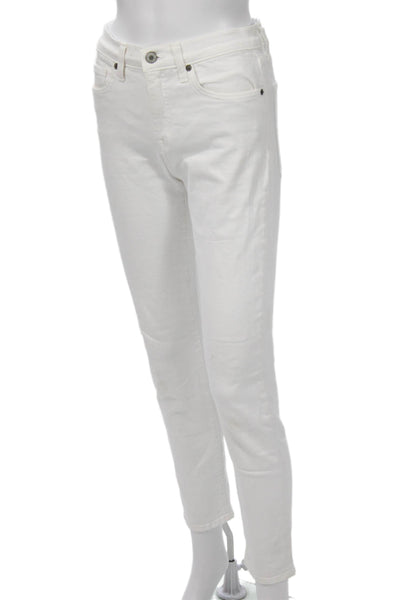 Nili Lotan Women Ankle Skinny Jeans White Mid-Rise Size 26