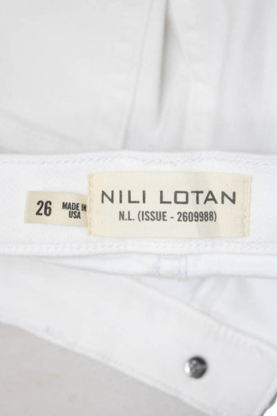 Nili Lotan Women Ankle Skinny Jeans White Mid-Rise Size 26