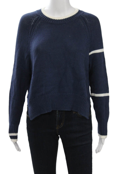 360 Sweater Womens Dark Blue Cotton Crew Neck Pullover Size XS