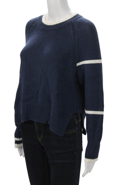 360 Sweater Womens Dark Blue Cotton Crew Neck Pullover Size XS