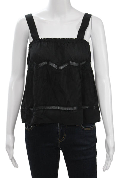 ALC Women Black Silk Square Neck Sleeveless Blouse Size 4