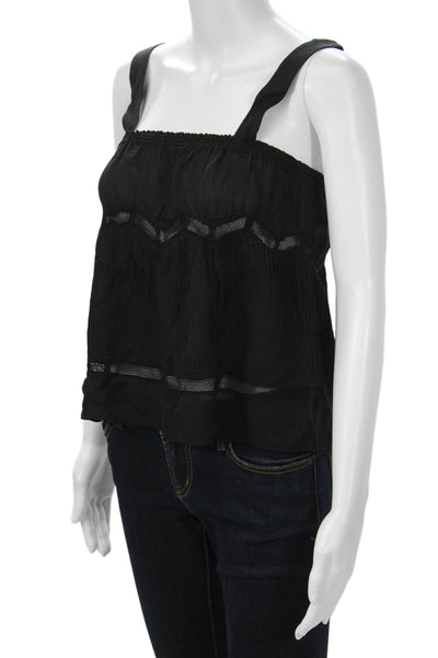 ALC Women Black Silk Square Neck Sleeveless Blouse Size 4