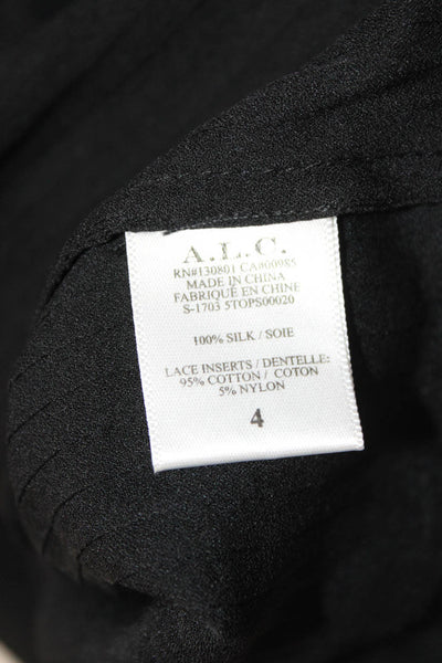 ALC Women Black Silk Square Neck Sleeveless Blouse Size 4