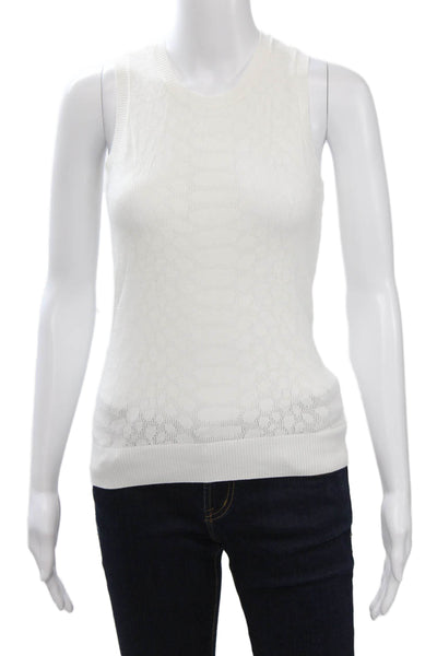 Minnie Rose Womens Basic Sleeveless Crew Neck Tank White Size S