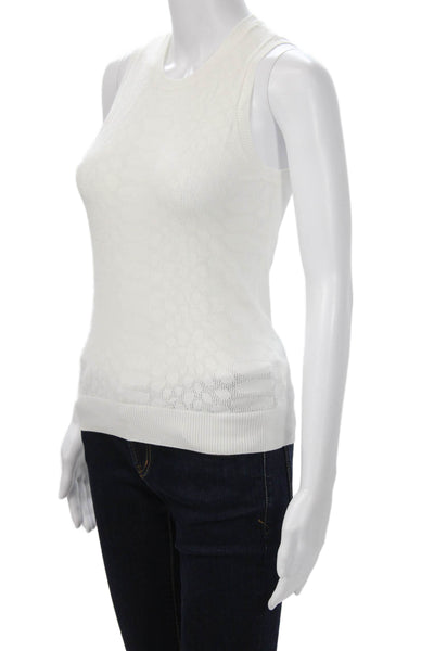 Minnie Rose Womens Basic Sleeveless Crew Neck Tank White Size S