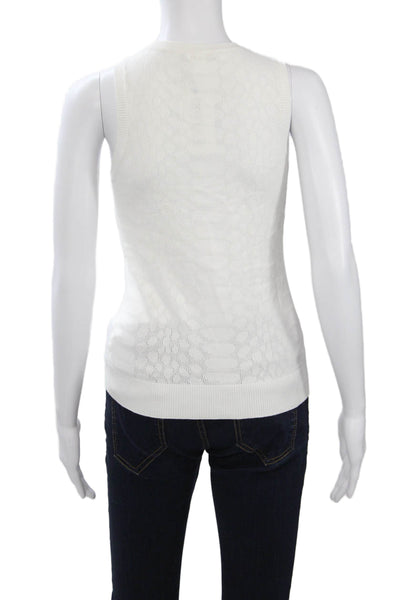 Minnie Rose Womens Basic Sleeveless Crew Neck Tank White Size S