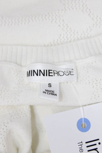 Minnie Rose Womens Basic Sleeveless Crew Neck Tank White Size S