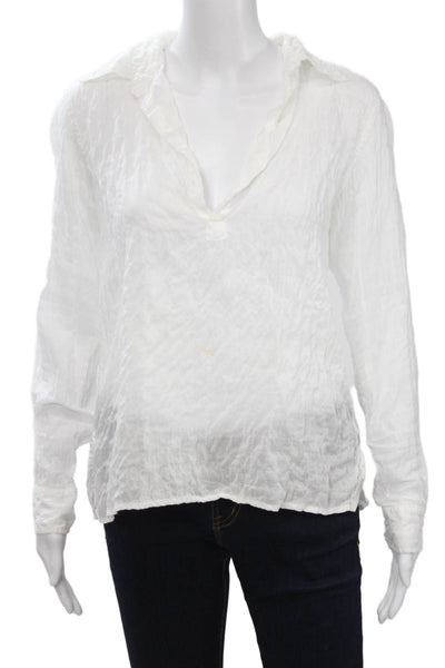 American Colors by Alex Lehr Womens White Cotton Collared Blouse Size XS