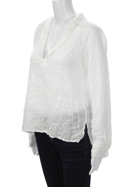 American Colors by Alex Lehr Womens White Cotton Collared Blouse Size XS