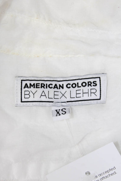 American Colors by Alex Lehr Womens White Cotton Collared Blouse Size XS