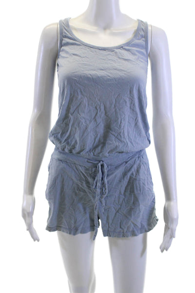Bobi Los Angeles Womens Sleeveless Scoop Neck Cotton Romper Blue Size XS