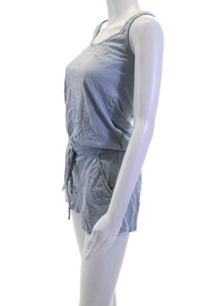 Bobi Los Angeles Womens Sleeveless Scoop Neck Cotton Romper Blue Size XS