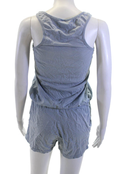 Bobi Los Angeles Womens Sleeveless Scoop Neck Cotton Romper Blue Size XS