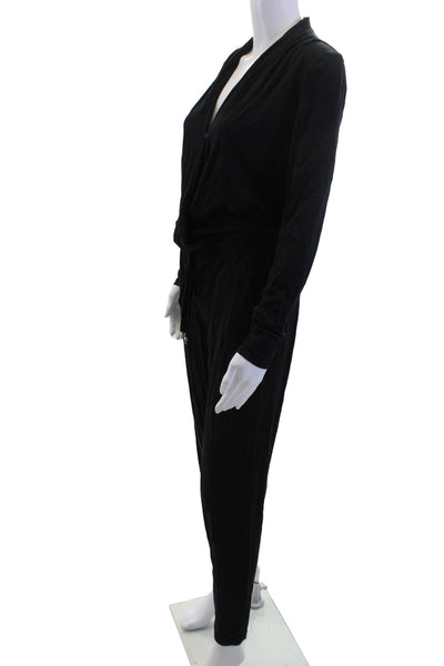 Bobi Los Angeles Women Black V-Neck Long Sleeve Jumpsuit Size XS