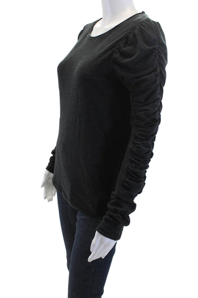 We The Free Womens Black Long Sleeve Basic T-Shirt Round Neck Size S