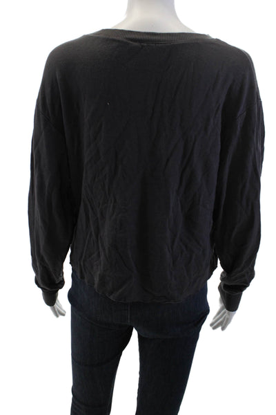 Z Supply Womens Pullover Sweatshirt Dark Gray Crew Neck Stars Size XS