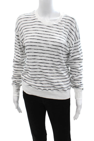 Michael Stars Unisex Striped Crewneck Pullover Sweater White Long Sleeve Size S
