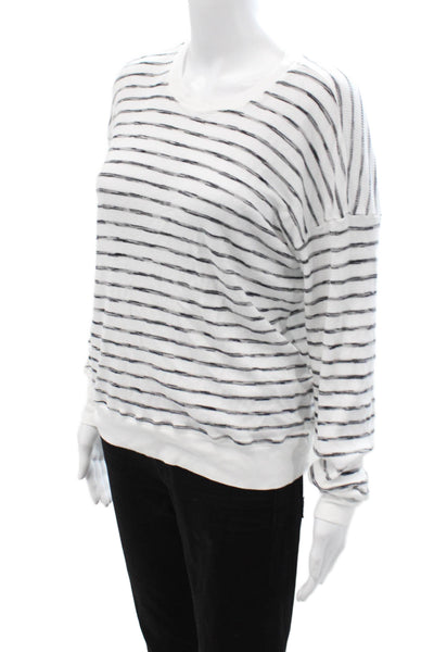 Michael Stars Unisex Striped Crewneck Pullover Sweater White Long Sleeve Size S