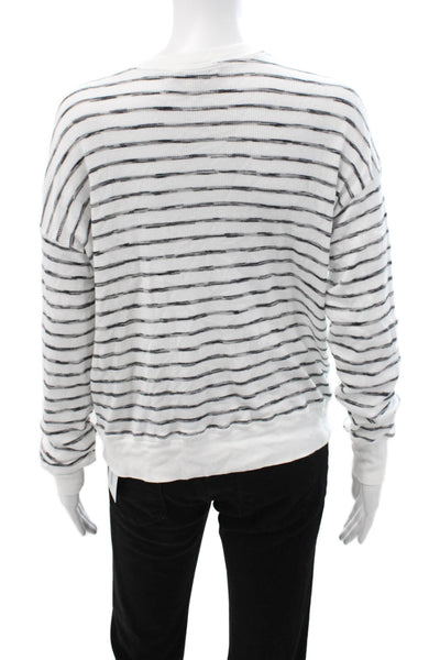 Michael Stars Unisex Striped Crewneck Pullover Sweater White Long Sleeve Size S