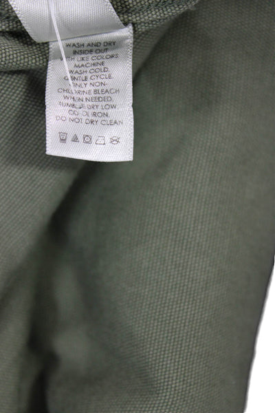 Unsubscribed Women Shirt Dress Green Cotton Long Sleeve Collared Army Size S