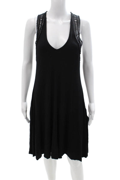 Robin Piccone Women Tank Dress Black V-Neck Sleeveless Modal Size S