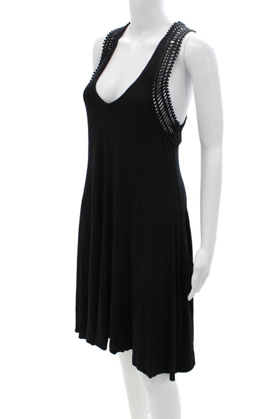 Robin Piccone Women Tank Dress Black V-Neck Sleeveless Modal Size S