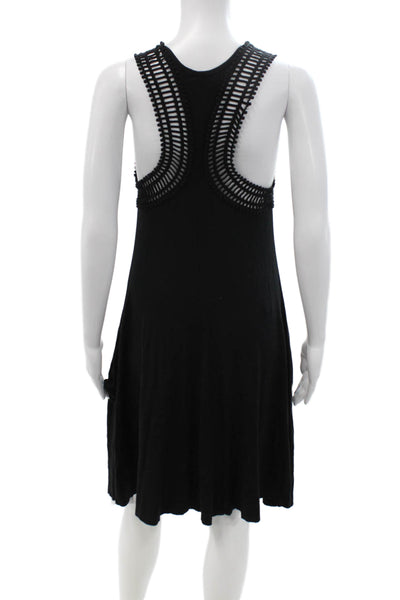 Robin Piccone Women Tank Dress Black V-Neck Sleeveless Modal Size S