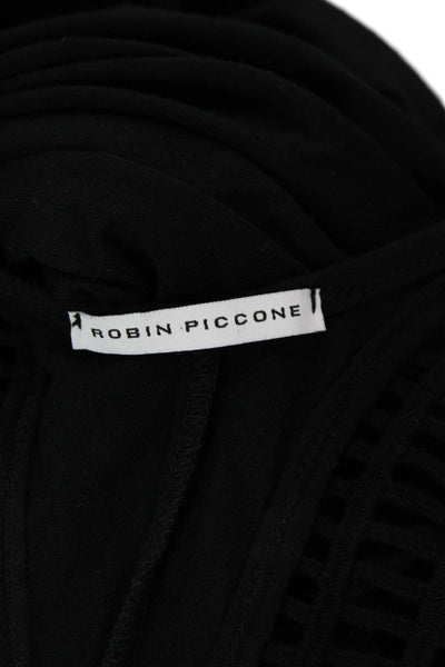 Robin Piccone Women Tank Dress Black V-Neck Sleeveless Modal Size S
