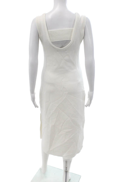DH New York Womens Tank Sweater Dress White Square Neck Sleeveless Size S