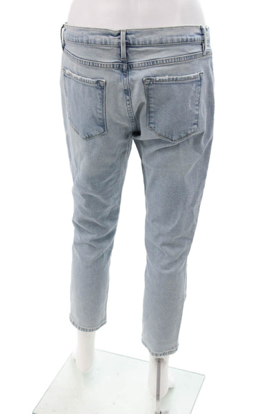 Frame Women Boyfriend Cropped Jeans Light Blue Mid Rise Inseam 24 Size 28